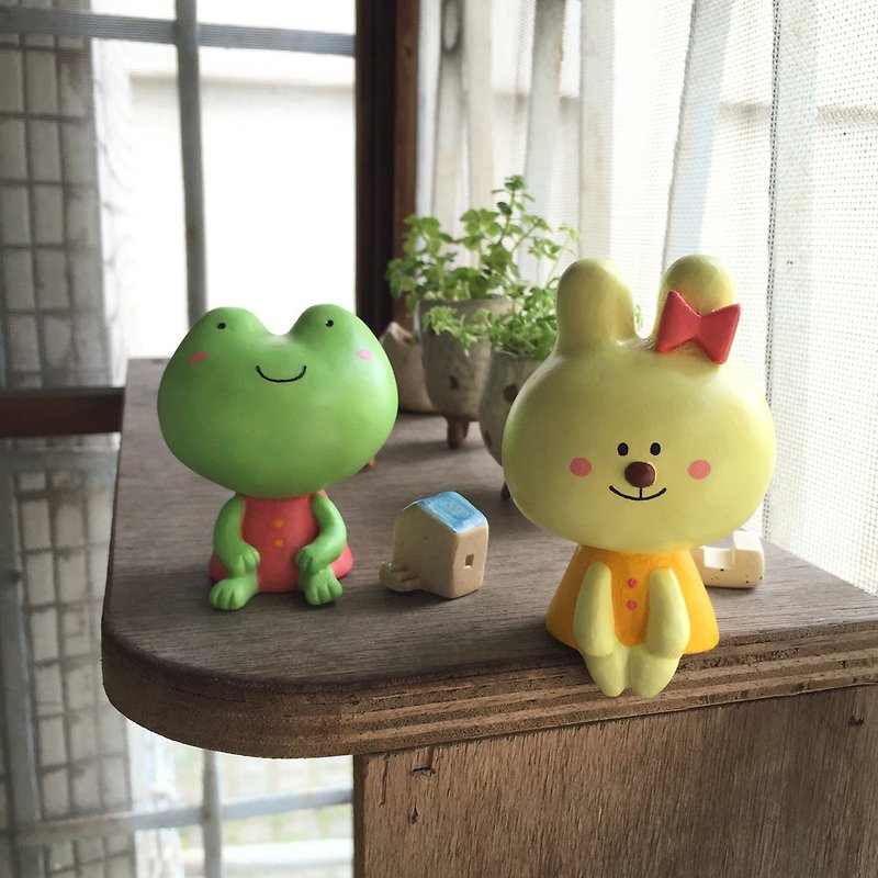 Corn rabbit and frog girl doll - Stuffed Dolls & Figurines - Plastic Multicolor