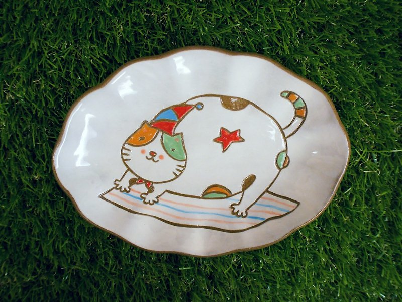 【造型盤】貓咪小王子─飛毯小貓 - 小碟/醬油碟 - 陶 