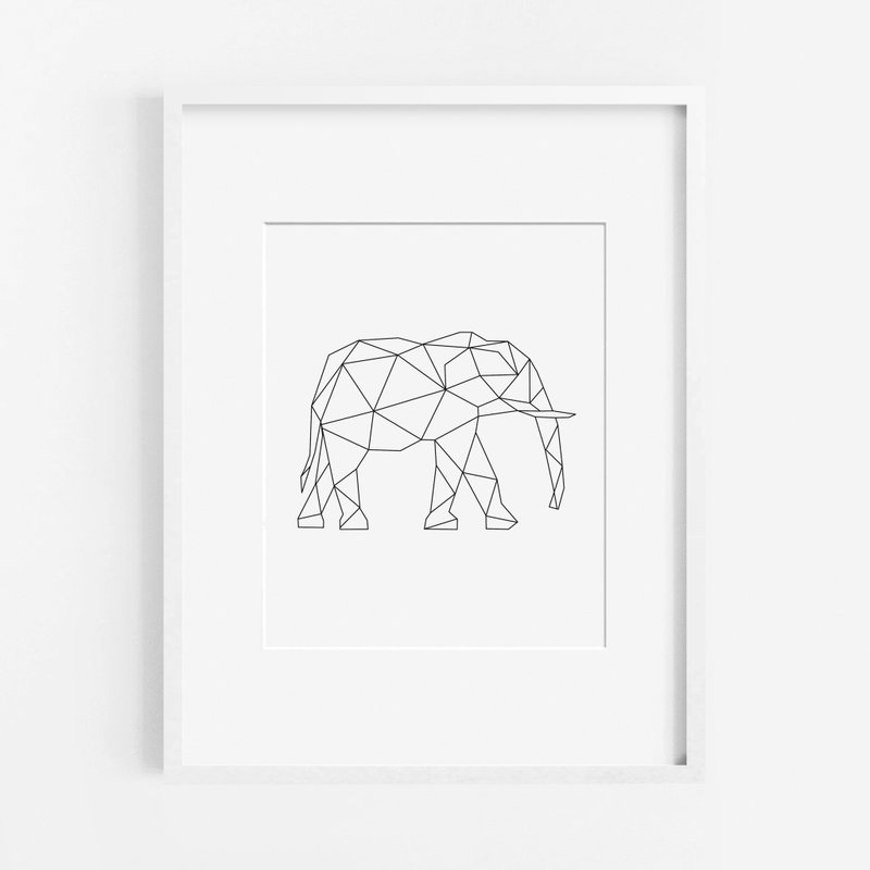 Geometric elephant 畫 佈置 擺飾 臥室 浴室 餐廳 咖啡廳 - 擺飾/家飾品 - 紙 