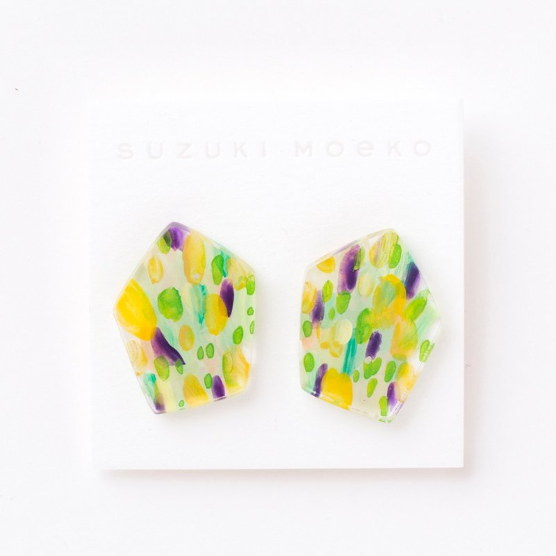 pierce (針式) - Earrings & Clip-ons - Acrylic Purple