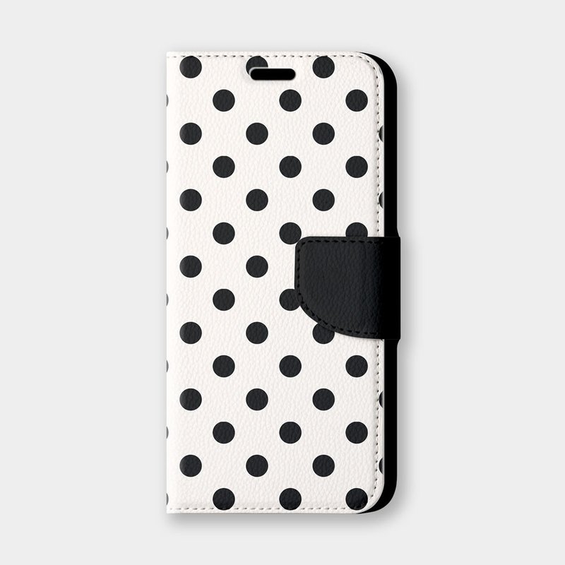 Gift polka dot iPhone mobile phone flip protection leather case mobile phone case 110 - เคส/ซองมือถือ - หนังเทียม สีดำ