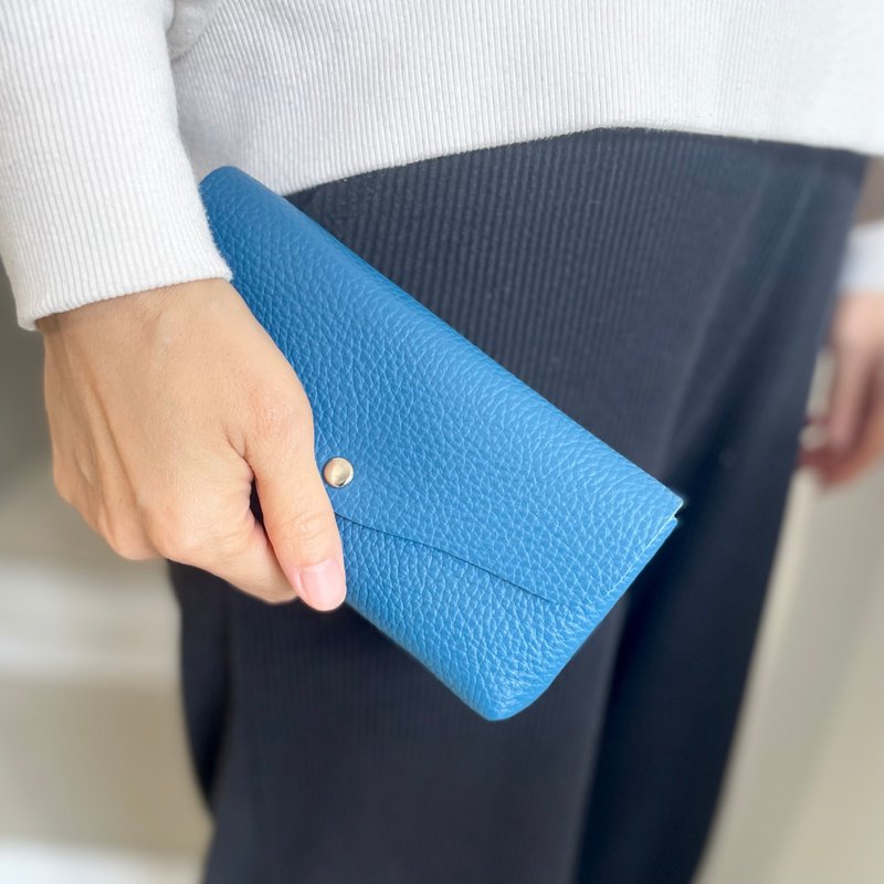 【新規格】進化後的義大利皮革．極簡長夾【藍色】 - 錢包/皮夾/長短夾 - 真皮 藍色