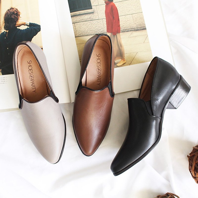[3colors] rolled plain leather ankle boots / handmade / P2-18803L - รองเท้าหนังผู้หญิง - หนังแท้ 