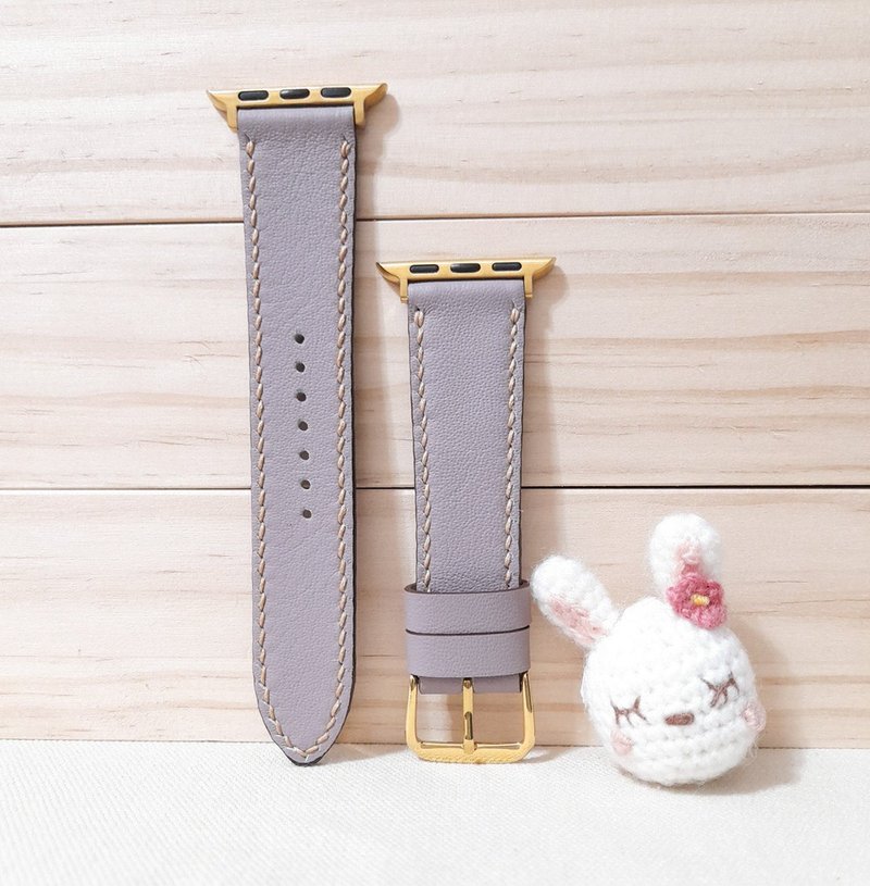 手工訂製錶帶 / apple watch錶帶 / 真皮 / 藕紫灰 - 錶帶 - 真皮 
