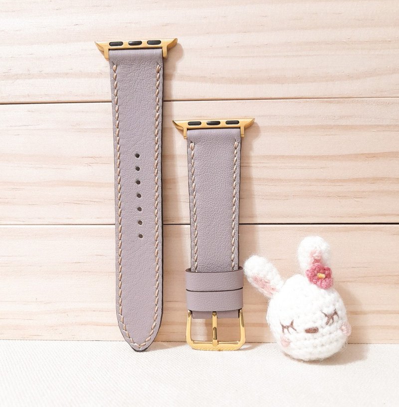 手工訂製錶帶 / apple watch錶帶 / 真皮 / 藕紫灰 - 錶帶 - 真皮 