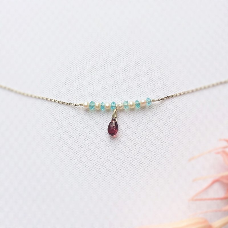 Water Dropper Tourmaline | トルマリン Tourmaline International 925 Sterling Silver Necklace Light Jewelry - Necklaces - Gemstone Multicolor