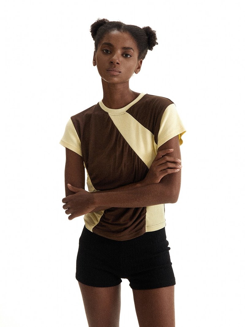 Geometry Pleated T-shirt Geometry Pleated T-shirt - Women's T-Shirts - Other Materials Brown