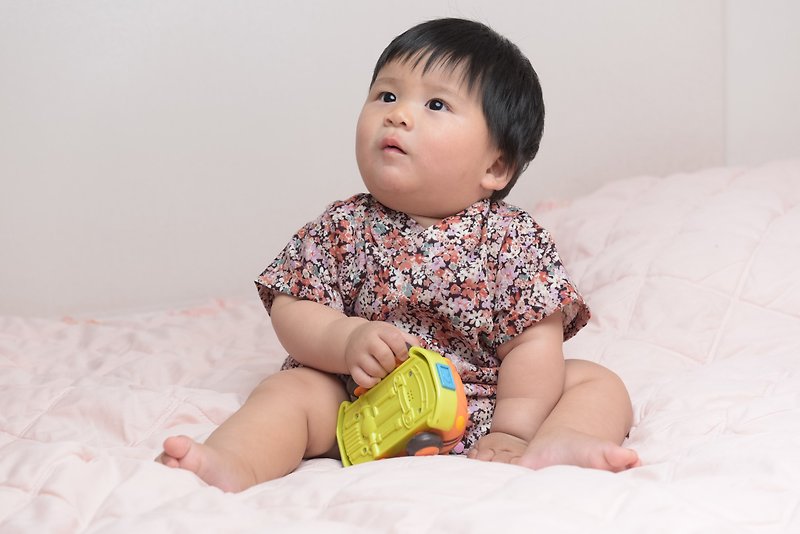 Japanese-style Kimono-Kaleidoscope Handmade Non-toxic Bathrobe Very Flat Baby Kidswear - Onesies - Cotton & Hemp Red