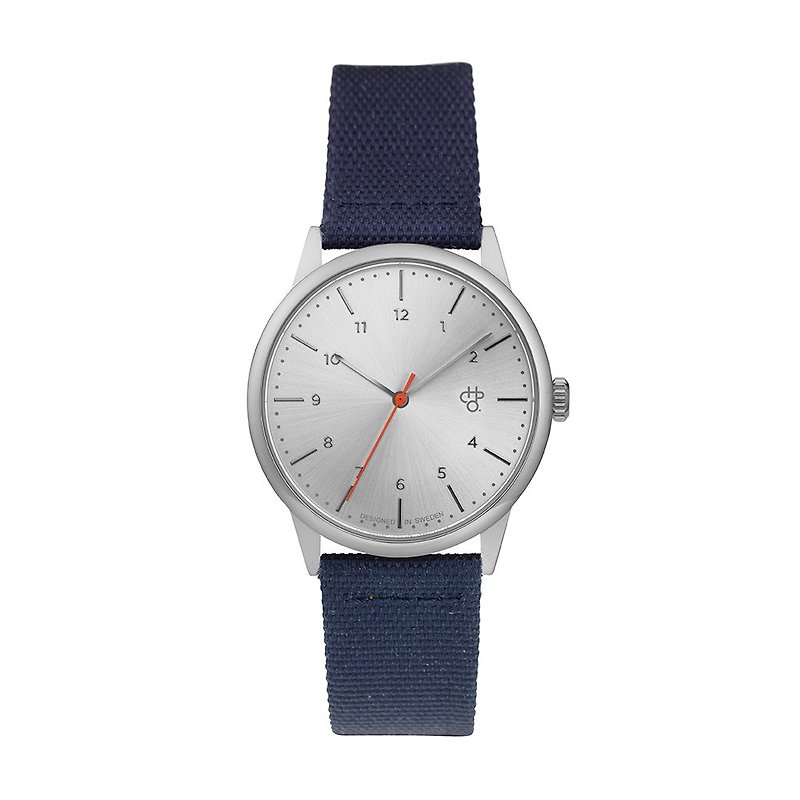 Rawiya系列 銀錶盤 - 藍帆布 X 蜜糖棕皮革 手錶 - 男錶/中性錶 - 其他材質 藍色