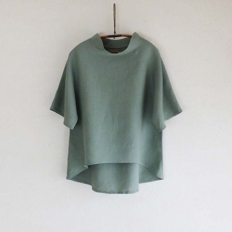 French linen pullover　bistachio Green - Women's Tops - Cotton & Hemp Green