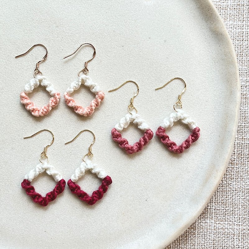 Square Earrings Clip-On| Customized Braided Earrings - Earrings & Clip-ons - Thread Pink