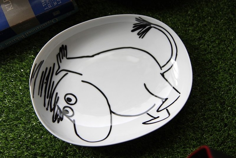MOOMIN 噜噜米-Geometry Series Oval Disk (Glutinous Rice) - Plates & Trays - Pottery 