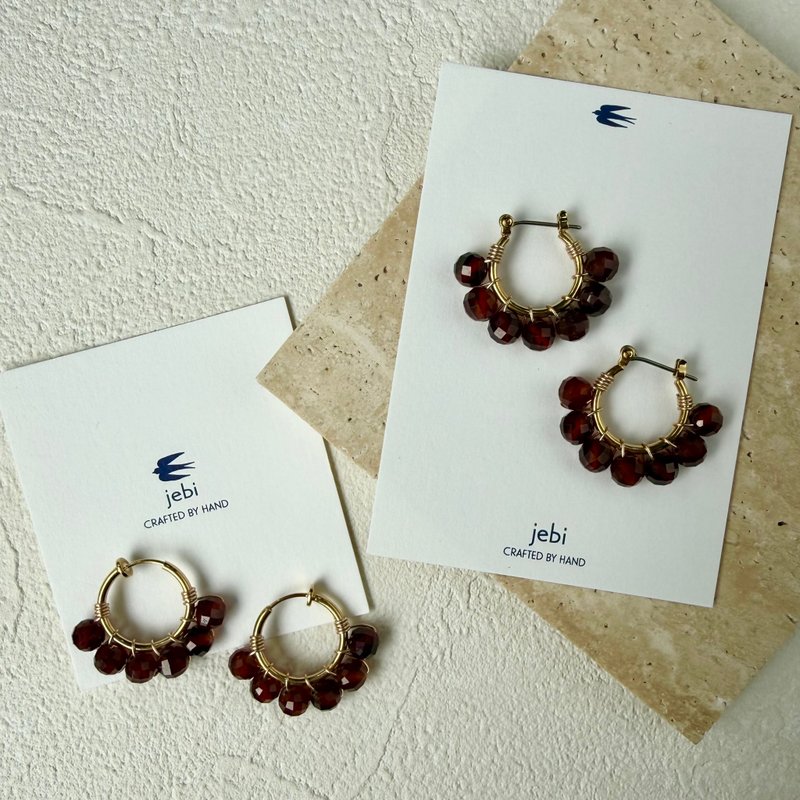 January Birthstone Garnet Volume Hoops / ALL 14KGF - Earrings & Clip-ons - Semi-Precious Stones Purple