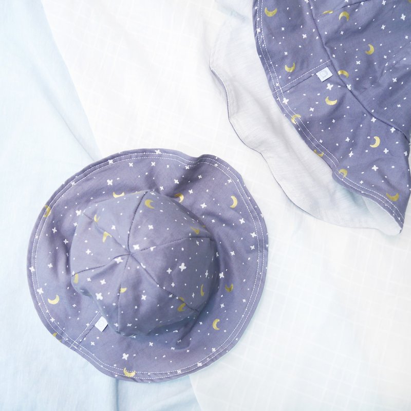 Lightweight wide-brimmed dome dome cap | Star Moon - หมวก - ผ้าฝ้าย/ผ้าลินิน สีเทา