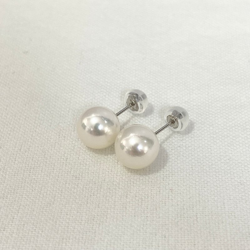 Single Pearl Stud Earrings, atonal Akoya Pearl 7-7.5/7.5-8/8-8.5/8.5-9mm - Earrings & Clip-ons - Pearl White