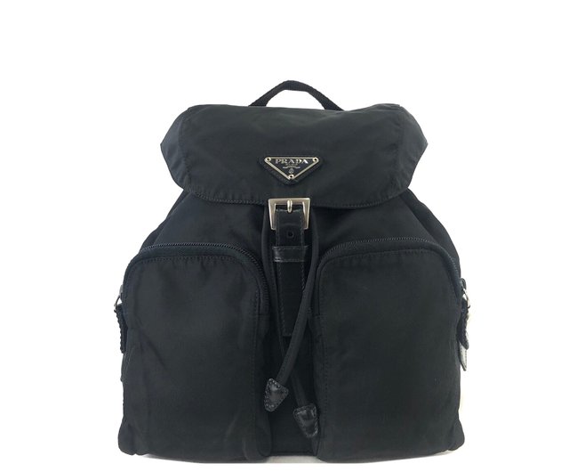PRADA プラダ 90S トライアングルロゴ レザー リュック バックパック 日本直送 名牌中古包 】PRADA プラダ トライアングルロゴ