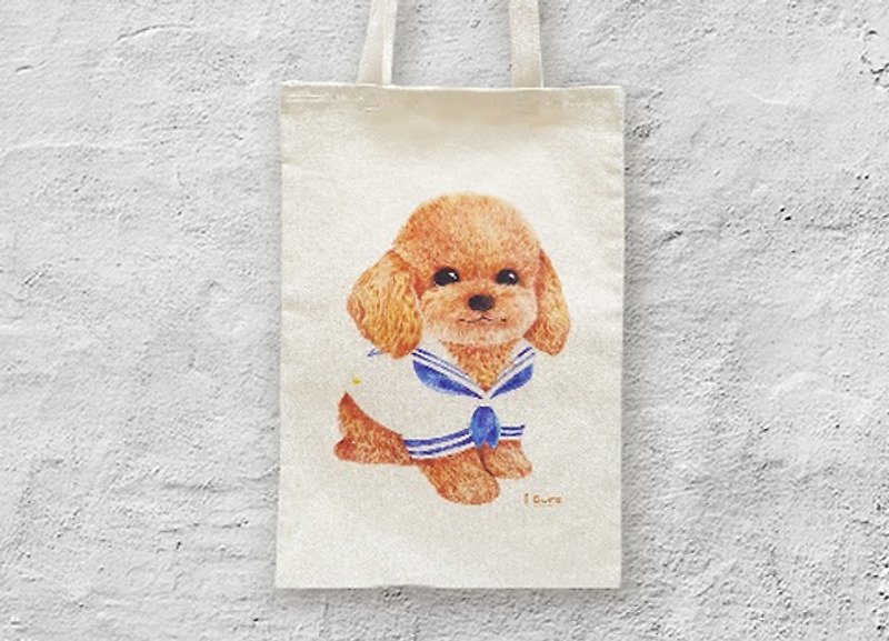 i bag mountain bag sea bag hand-painted canvas bag-A4. Poodle dog - กระเป๋าแมสเซนเจอร์ - ผ้าฝ้าย/ผ้าลินิน 