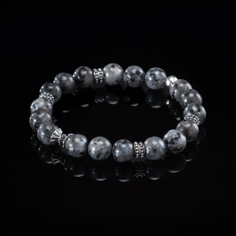 Nabu Handmade 925k Sterling Silver and Gray Spectrolite Stone Bracelet - Bracelets - Sterling Silver Gray