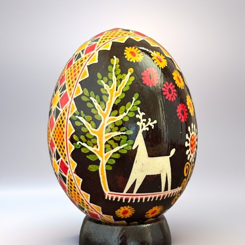 烏克蘭復活節彩蛋 純手工彩繪雞蛋殼 胡特爾式彩蛋 - 擺飾/家飾品 - 其他材質 黑色