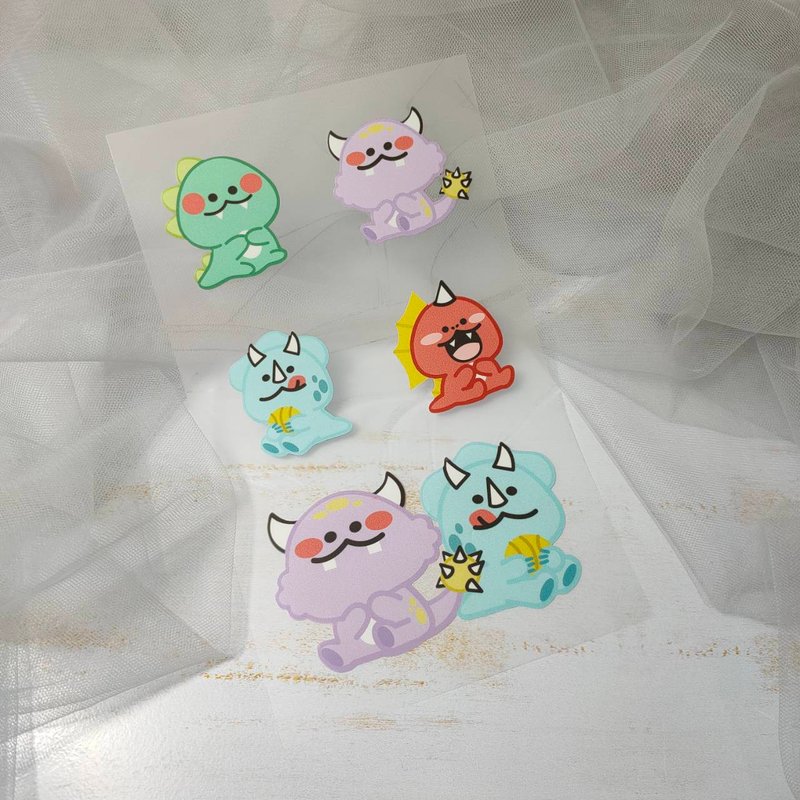 布用泡泡球恐龍燙畫貼 拼布印花貼紙 - 貼紙 - 防水材質 
