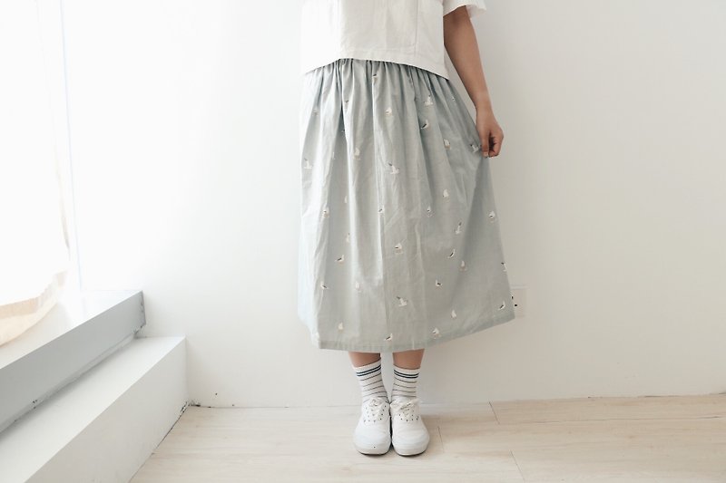 seagull skirt - Skirts - Cotton & Hemp Silver