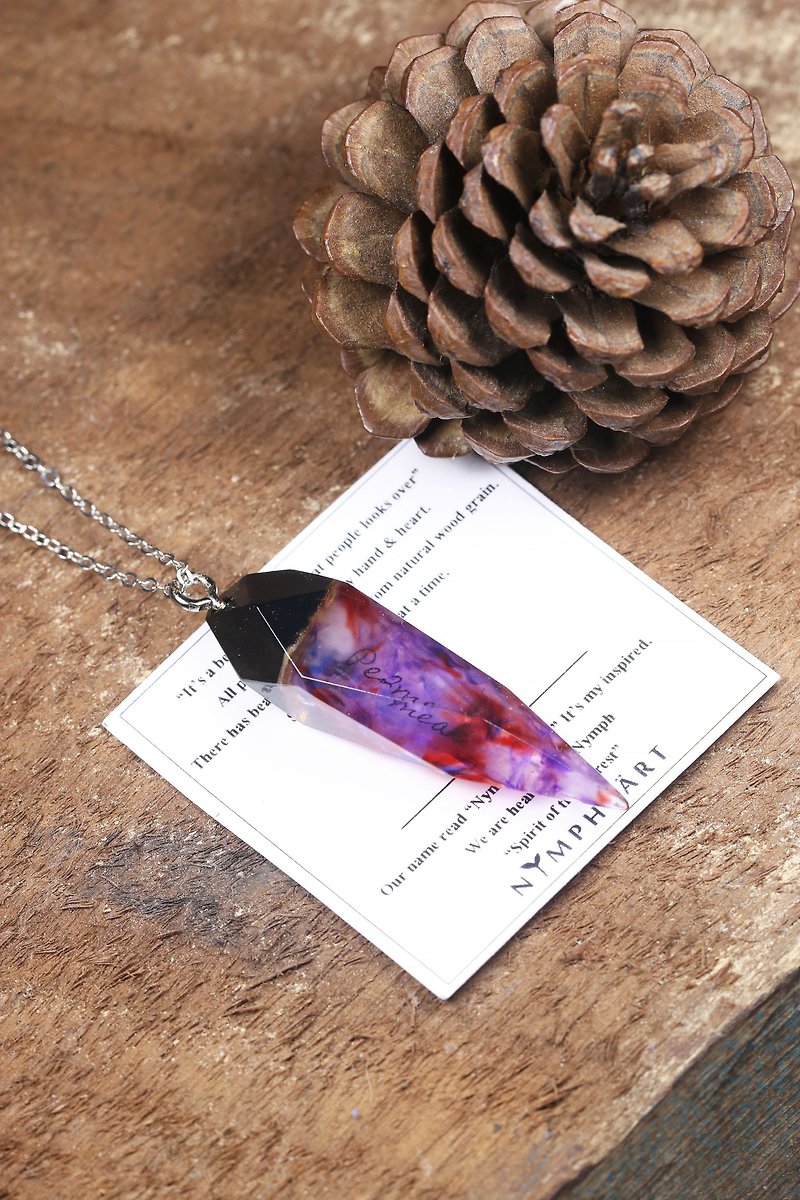 Your signature necklace - Ebony heartwood x special color(Glow) - Necklaces - Wood Purple