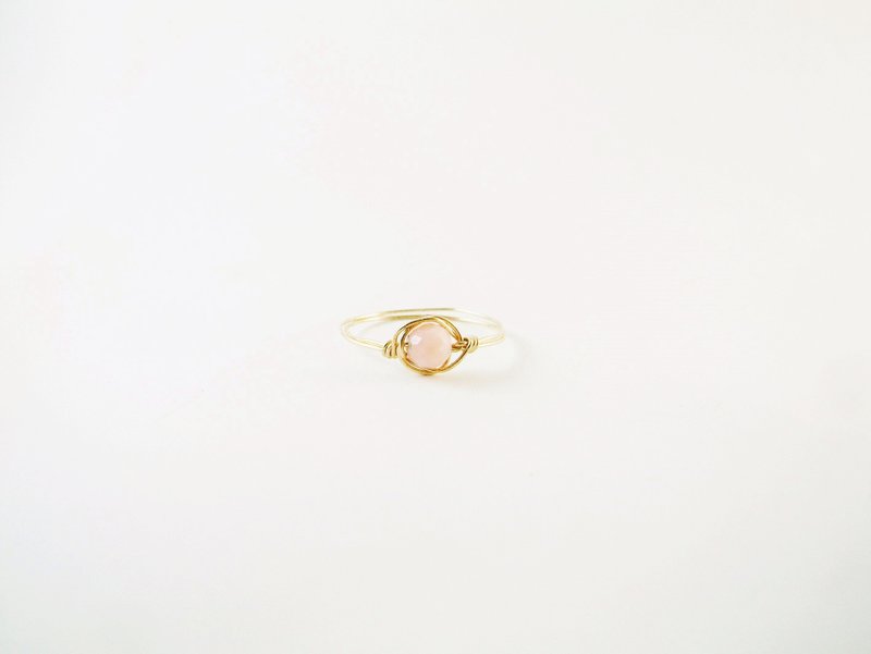 "Classic Series ring line feel" hardness of an upgraded version of the limited edition pink opal US 14K gold (14KGF) wire ring - แหวนทั่วไป - เครื่องเพชรพลอย 