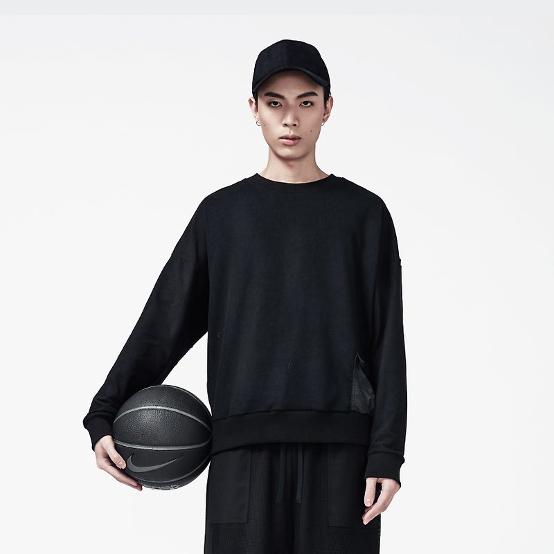 TRAN - side pockets sweater - Men's T-Shirts & Tops - Other Materials Black