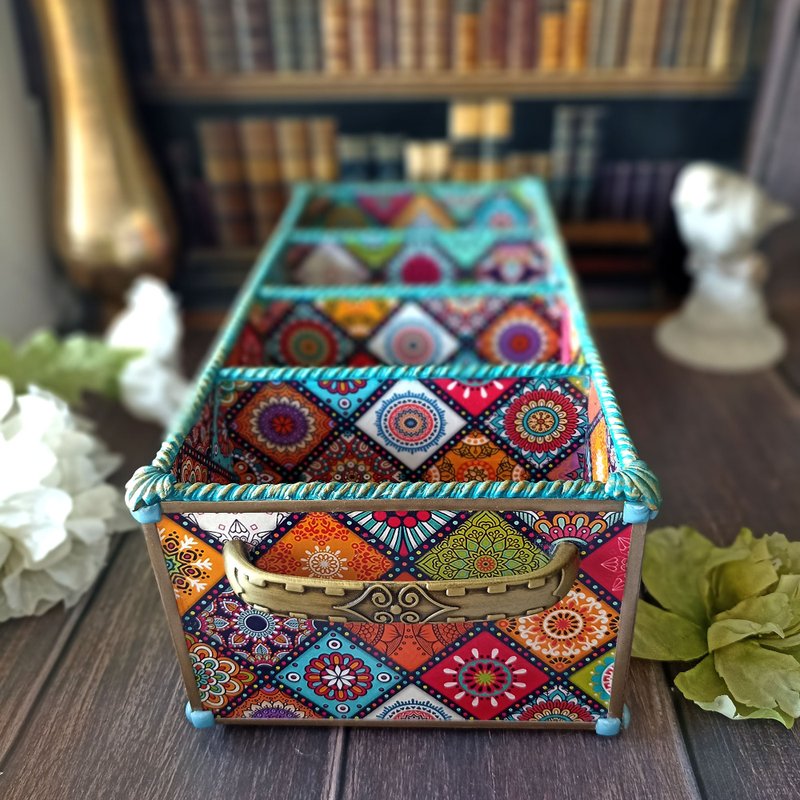 Cosmetics holder,Kitchen organizer, Brush holder, Tissue box cover - Storage - Wood Multicolor