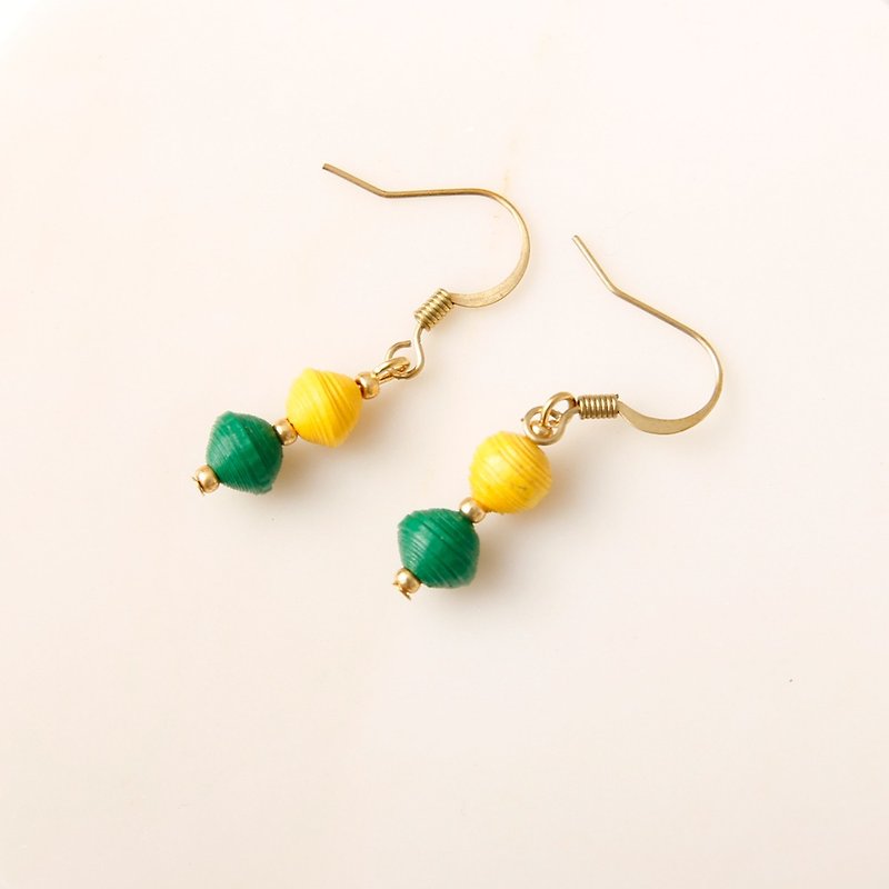 MUSEV Yellow Green Double Water Jade Earrings - Earrings & Clip-ons - Paper Green