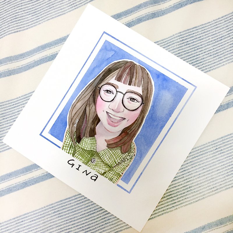 Miss MUDI single watercolor hand-painted customized portrait - ภาพวาดบุคคล - กระดาษ 