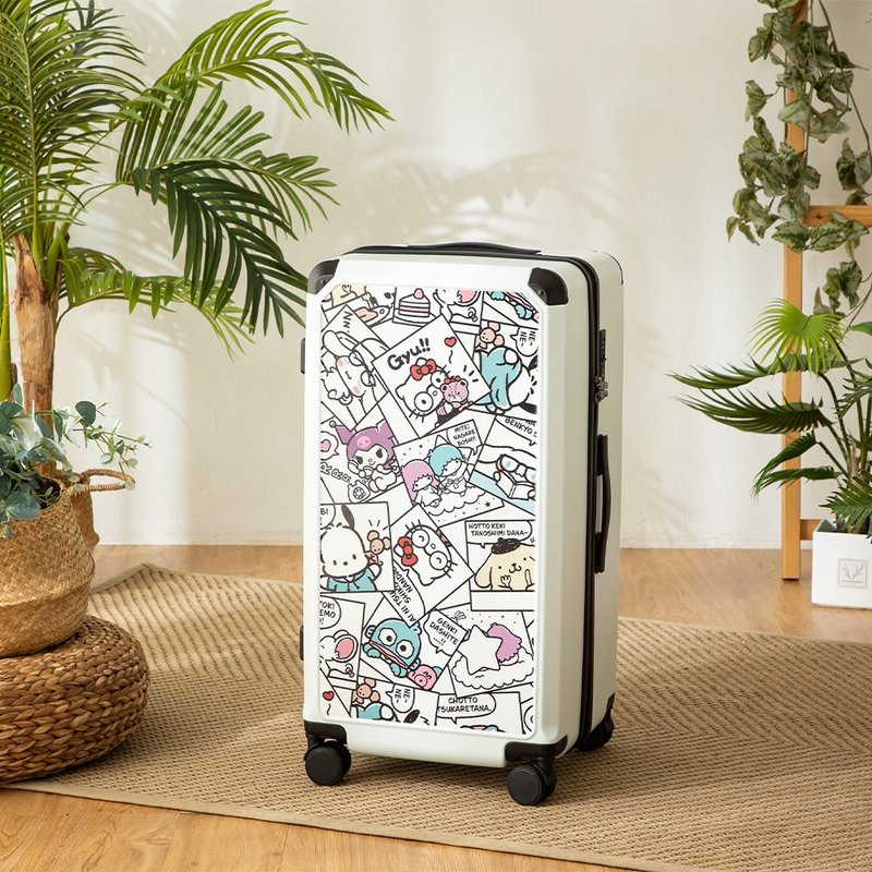 [Sanrio] Hello Kitty 28-inch zippered fat suitcase suitcase - comic white - Luggage & Luggage Covers - Plastic White