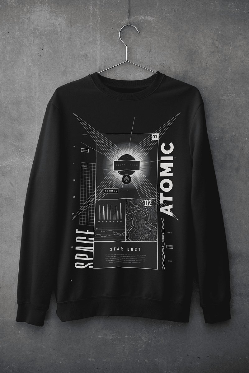 Y2K Vaporwave Sweatshirt, Space 100% Cotton 90s Streewear Unisex Sweatshirt - 男毛衣/針織衫 - 棉．麻 多色