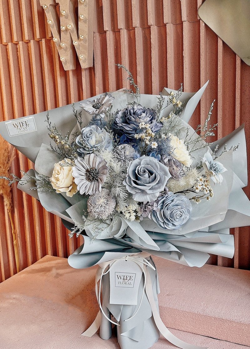 Cote d'Azur Immortality Bouquet Proposal Birthday Graduation - Dried Flowers & Bouquets - Plants & Flowers Gray