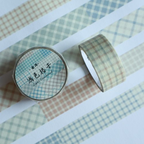 壹洱 深淺格子 鹽系基礎打底格紋膠帶 PET 和紙膠帶