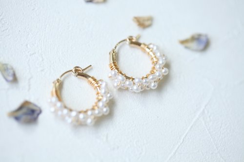 JieJie Jewelry HappyCircle1.5cm│天然珍珠裙襬款 14kgf 耳夾 生日 禮物 珍珠