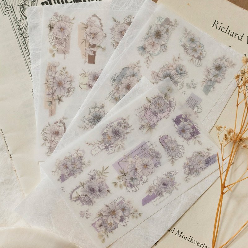 在晨光的玫瑰 - 轉印貼紙 - 貼紙 - 塑膠 白色