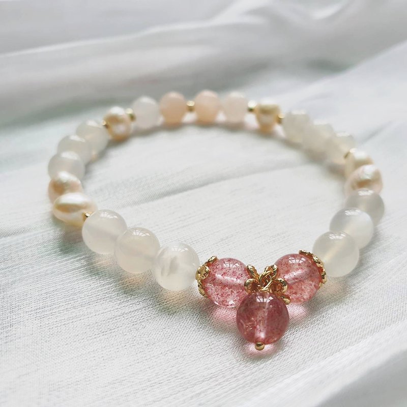 Strawberry Quartz , Moonstone , Pearl , Aventurine Quartz , Crystal Bracelet - Bracelets - Crystal 
