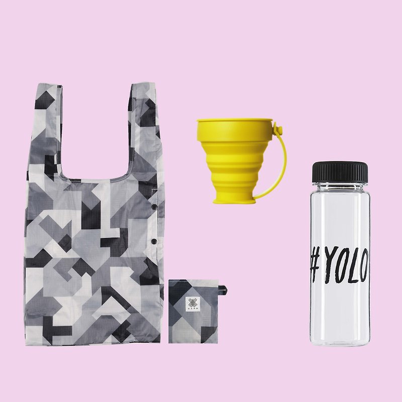 Goody Bag 免運福袋 - 日本風輕便可摺疊購物袋+ 隨身瓶+ 輕巧可摺疊咖啡杯 - 手袋/手提袋 - 塑膠 