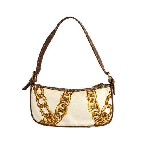 【中古】オールドCELINE ハンドバッグ CELINE セリーヌ ハンドバッグ ロゴプレート サークル ブラック