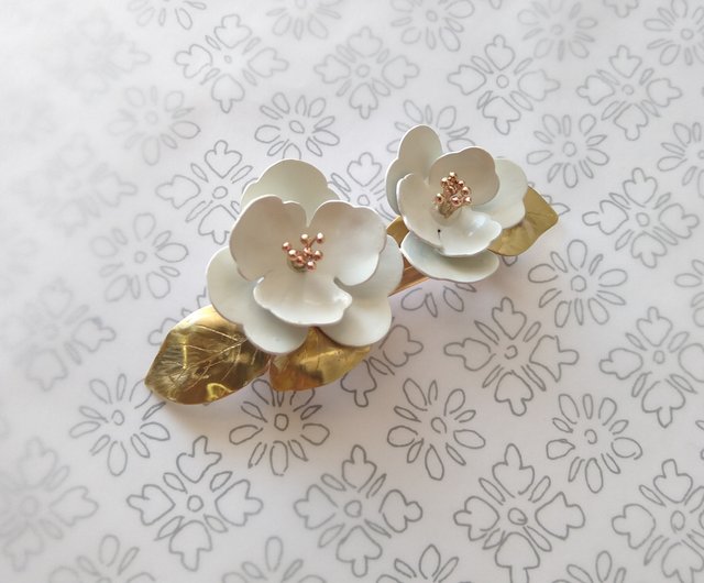 ギータページ★押し花バレッタ オーダーメイド・クラシックバレッタ【chaki.8】＜ギフペット限定＞