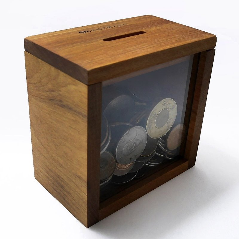 Money is rolling to save money, money, barrels, solid wood, 10x10x6cm, small-scale workshop, woodwork - Coin Banks - Wood Brown