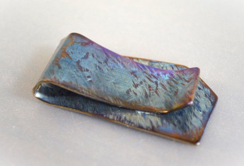 Titanium money clip・純チタンマネークリップ・モルフォC・48mm - 錢包/皮夾/長短夾 - 其他金屬 藍色