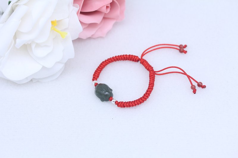[Jade Rabbit] Baby Bracelet/Zodiac/Rabbit Necklace/Good Luck/Fortune Bracelet - Bracelets - Jade Green