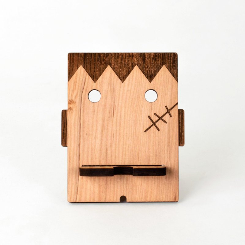 原木科學怪人趣味手機架 Wooden Mobile Phone Holder - 手機/平板支架 - 木頭 