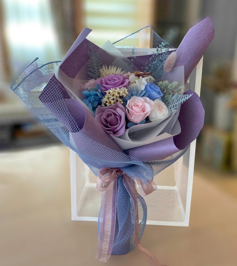 Everlasting rose bouquet graduation bouquet Valentine's Day bouquet Korean style bouquet congratulatory gift - Dried Flowers & Bouquets - Plants & Flowers Purple