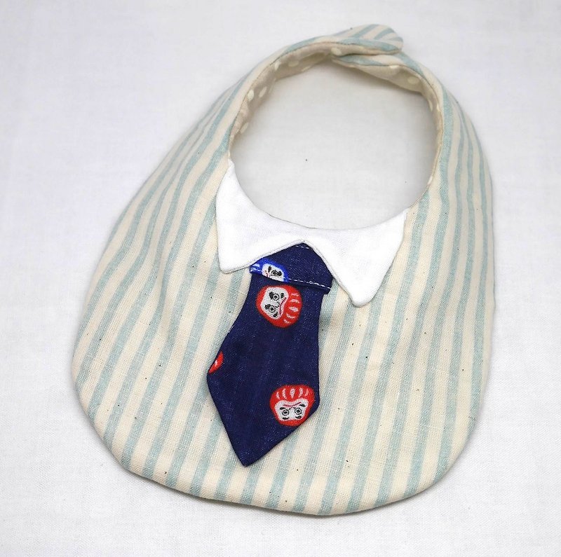 Japanese Handmade 8-layer-gauze Baby Bib / with tie - 口水肩/圍兜 - 棉．麻 藍色