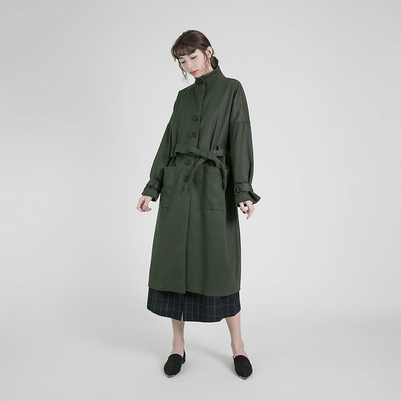 Despair_Despair tie coat_8AF312_Army Green - Women's Casual & Functional Jackets - Cotton & Hemp Green