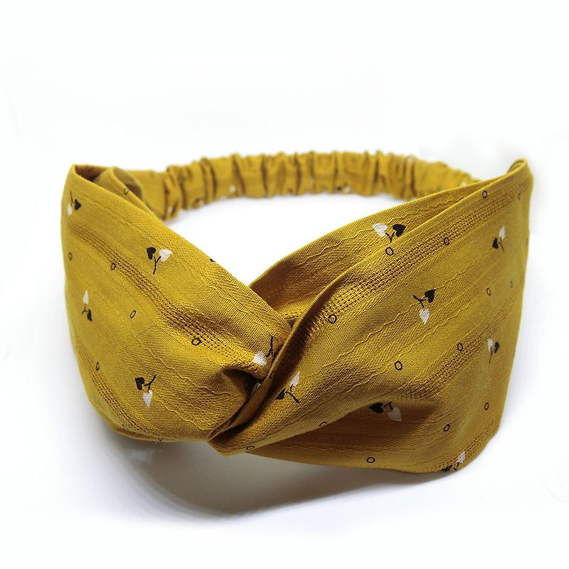 [shell art products] mustard yellow Japanese cotton headband - Headbands - Cotton & Hemp Yellow