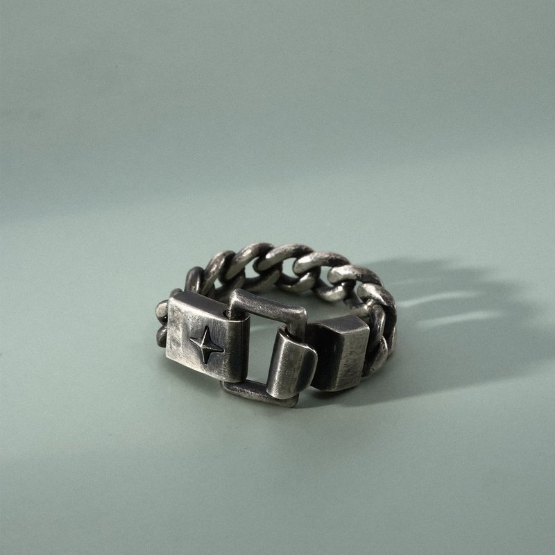 Old-fashioned chain ring silver925 - แหวนทั่วไป - เงินแท้ สีเทา